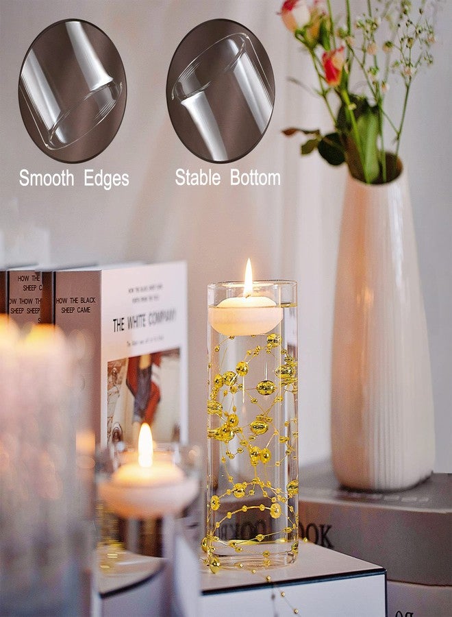 UDU 4 Set Glass Cylinder Vases for Centerpieces with 20000 Vase Filler 6 White Floating Candles 3 Pearl String, Centerpieces for Wedding Party Home Table Decoration - Image 4