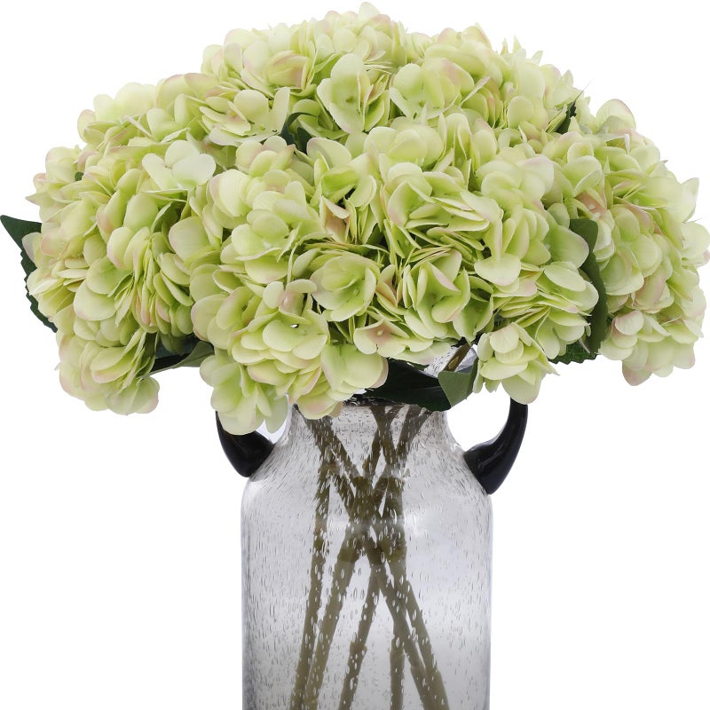 Kimura's Cabin 6pcs Silk Hydrangea Artificial Flowers Fake Hydrangeas Flower with Stems Faux Hydrangea Bouquets for Wedding Party Arrangements Home Table Centerpieces Decoration (Lime Green) - Image 2