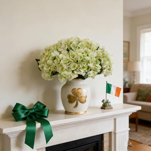 Kimura's Cabin 6pcs Silk Hydrangea Artificial Flowers Fake Hydrangeas Flower with Stems Faux Hydrangea Bouquets for Wedding Party Arrangements Home Table Centerpieces Decoration (Lime Green) - Image 4