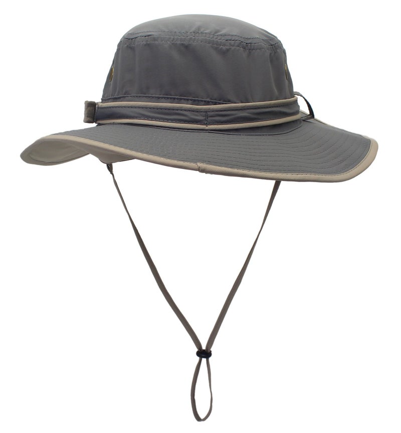 Home Prefer Unisex UPF50+ UV Protection Sun Hat with Neck Flap Wide Brim Fishing Hat for Mens Womens Outdoor Gray Brim - Image 4