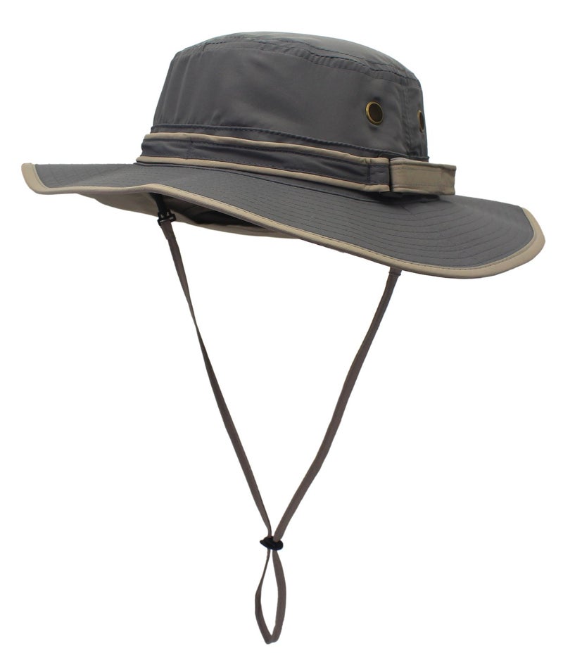 Home Prefer Unisex UPF50+ UV Protection Sun Hat with Neck Flap Wide Brim Fishing Hat for Mens Womens Outdoor Gray Brim - Image 3