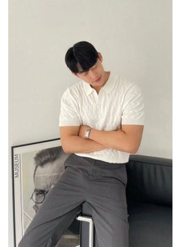Cool Tarz Cool Style Men's White Thin Hair Knitted Slim Fit Polo Neck Knitwear T-Shirt  - Image 4