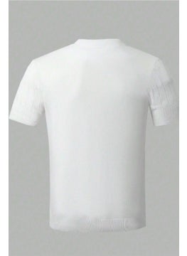 Cool Tarz Cool Style Men's White Thin Hair Knitted Slim Fit Polo Neck Knitwear T-Shirt  - Image 2