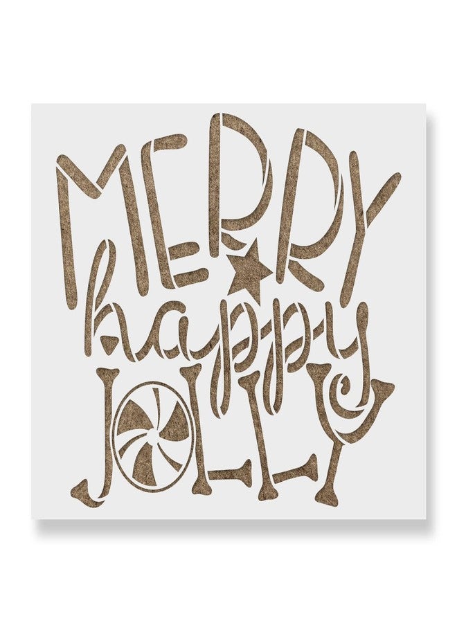 Stencil Revolution Merry Happy Jolly Christmas Stencil - Reusable Stencils for Painting - Create DIY Merry Happy Jolly Christmas Crafts and Projects - Image 1
