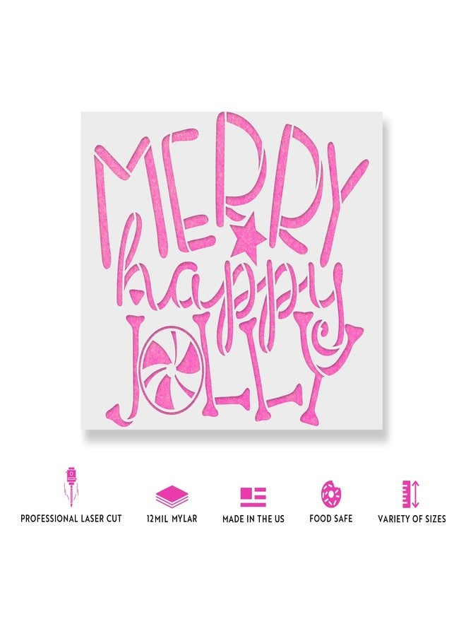 Stencil Revolution Merry Happy Jolly Christmas Stencil - Reusable Stencils for Painting - Create DIY Merry Happy Jolly Christmas Crafts and Projects - Image 2