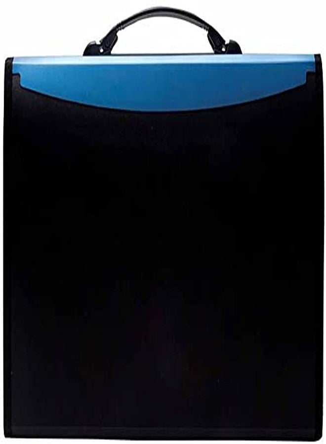 SHB Plastic Presents Plastic File 13 Folder F/C Expanding Bag with Handle 5555 (Blue, Black) (Set of 1, (Blue, Black) - Image 2