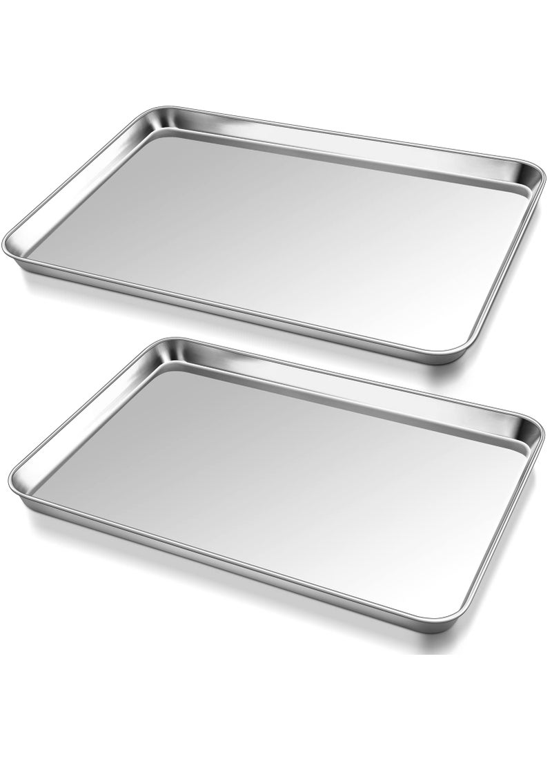 P&P CHEF PP CHEF 173 Inch Large Baking Sheet Set of 2 Stainless Steel Cookie Sheet Baking Pan Bakeware Set Heavy Duty  Healthy Oven  Dishwasher Safe 