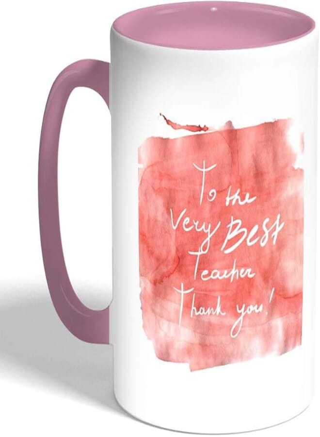 Decalac To the very best teacher, Thank you Printed Coffee Mug, Pink Color