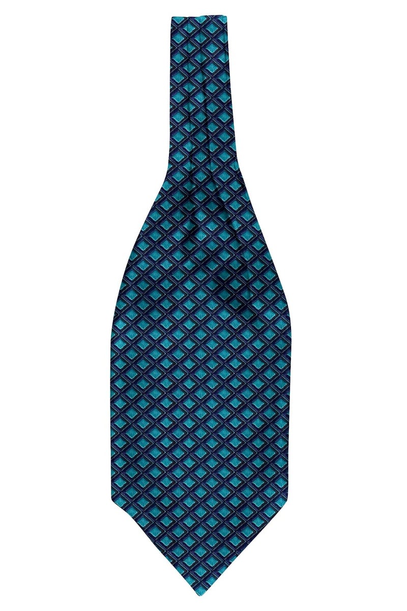 Blacksmith طقم ربطات عنق أسكوت ومنديل جيب متطابق من ميكروفايبر جاكار الأسود للرجال - Image 5