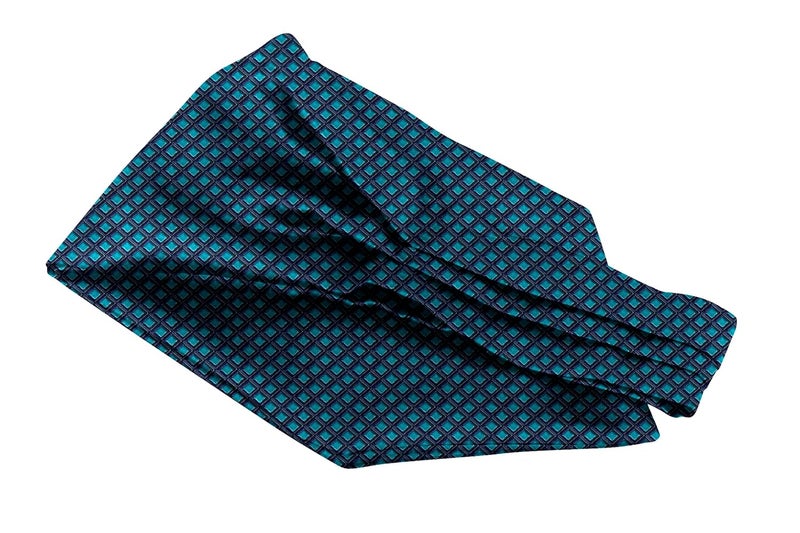 Blacksmith طقم ربطات عنق أسكوت ومنديل جيب متطابق من ميكروفايبر جاكار الأسود للرجال - Image 3