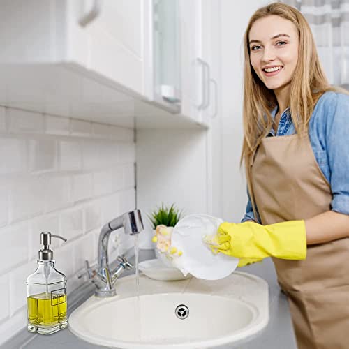 JASAI Antique Design Soap Dispenser with Rust Proof 304 Stainless Steel Pump, Refillable Clear Glass soap Dispenser with 10Pcs Clear Stickers, Premium Kitchen & Bathroom Soap Dispenser - Image 3