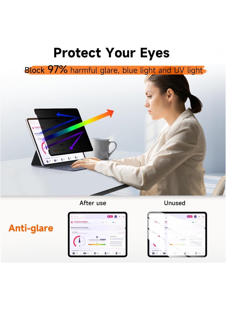 Upgrade Privacy Screen Protector for iPad Air 13 inch M3 2025  M2 2024, (iPad Air 7th/6th Generation), Fully Removable Anti Spy Glare Blue Light Filter, High Sensitive/Bubble Free/Detachable - Image 2