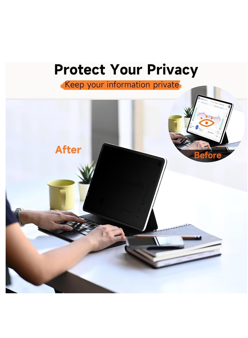 Upgrade Privacy Screen Protector for iPad Air 13 inch M3 2025  M2 2024, (iPad Air 7th/6th Generation), Fully Removable Anti Spy Glare Blue Light Filter, High Sensitive/Bubble Free/Detachable - Image 3