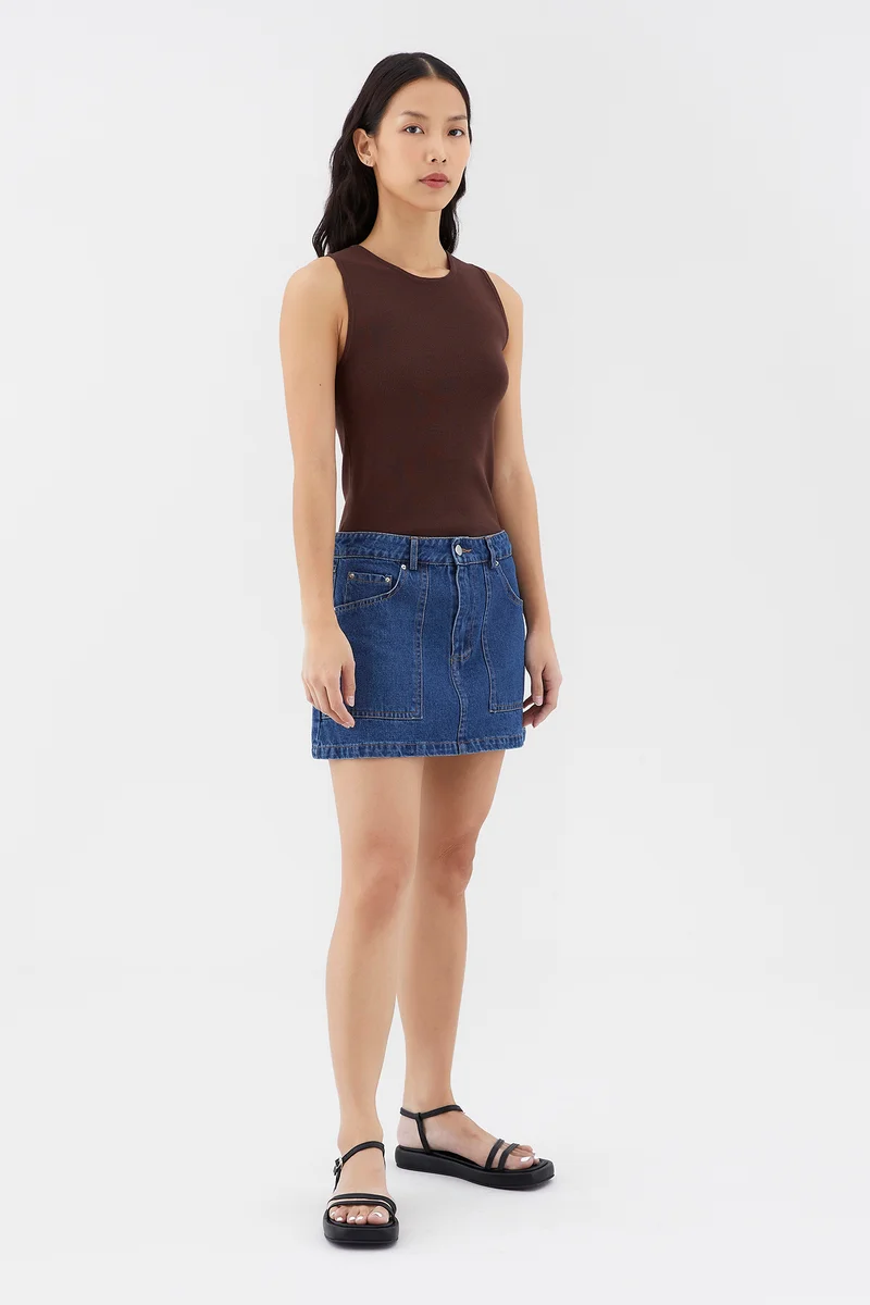 The Editor's Market Amonica Low-Rise Denim Skirt