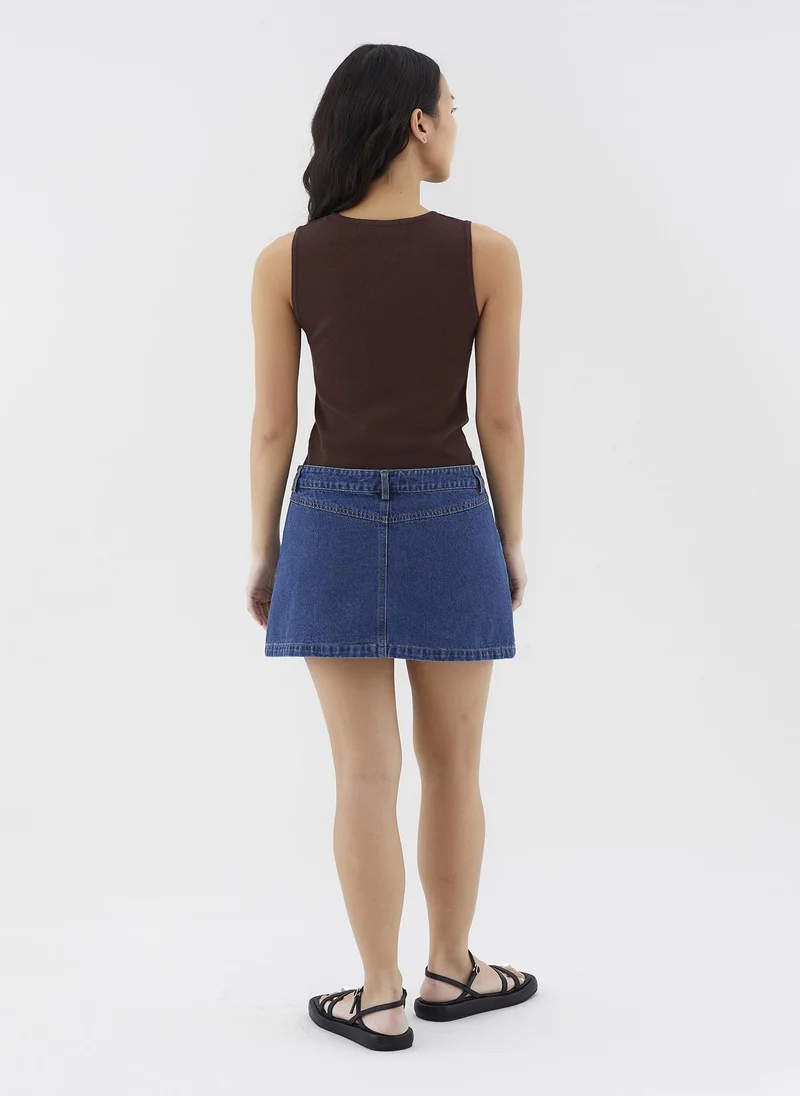 The Editor's Market Amonica Low-Rise Denim Skirt