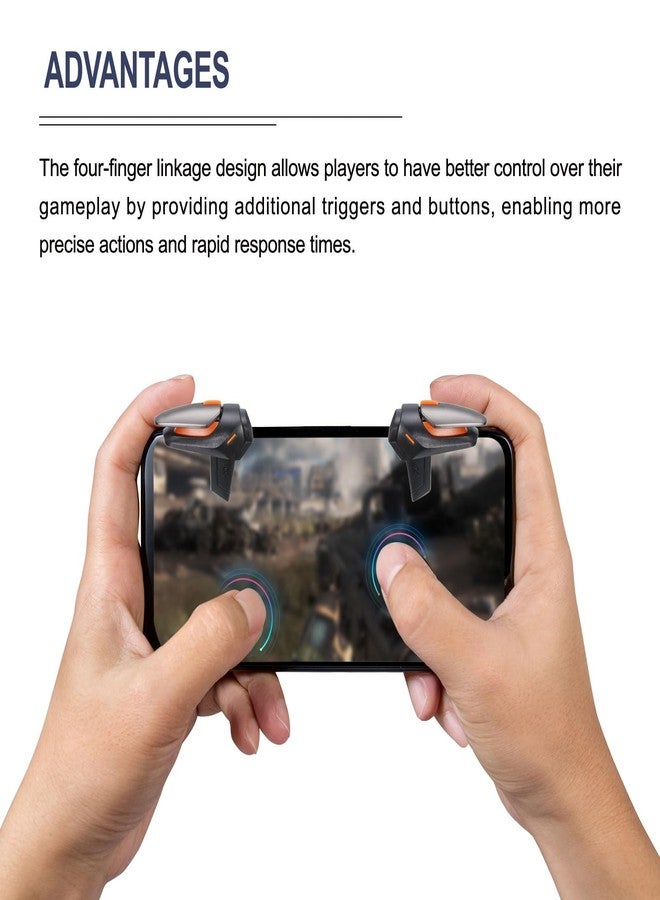 MECCANIXITY Gaming Trigger Mobile Game Controller 1 Pair Fire Key Burst Shooter Black for 4.7-6.5 Inch Cell Phone with 20cm USB Cable - Image 5