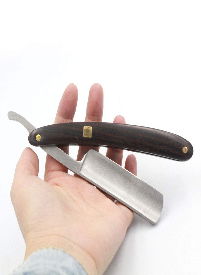 Gihunk Straight Razor, Wooden Straight Edge Razor for Man Stainless Steel Manual Straight Razor, Cutthroat Rosewood Razor, Natural Wood Scale Vintage Razor Barber Razor - Image 3