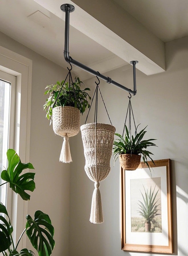Bigmeta Plant Hanger Indoor, Strong Load-Bearing Hanging Plant Holder, Window Plant Shelves Black Metal Rod for Wall Ceiling Decor, 1 Pcs (Pot Chain & Plant Not Included) - Image 5