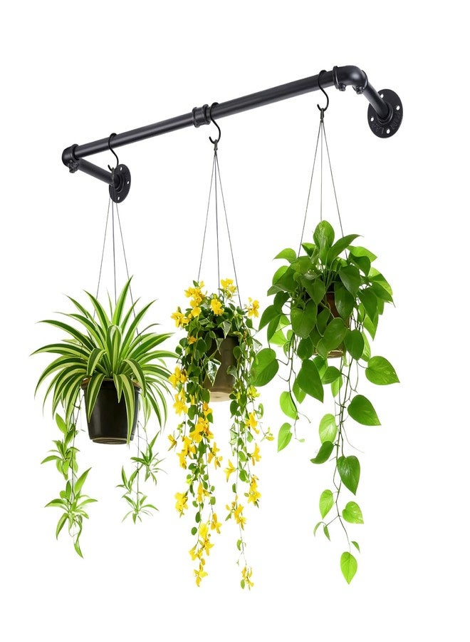 Bigmeta Plant Hanger Indoor, Strong Load-Bearing Hanging Plant Holder, Window Plant Shelves Black Metal Rod for Wall Ceiling Decor, 1 Pcs (Pot Chain & Plant Not Included) - Image 1