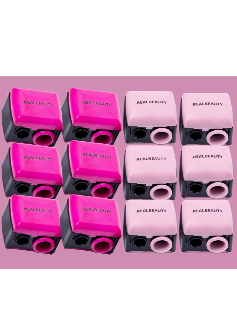 REAL BEAUTY 12 Pieces Real Beauty Sharpener For Girls New Shape Dual Use Can Be Used For Highlights And Limiters  - Image 1