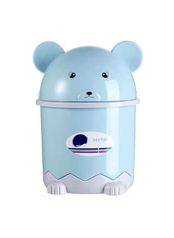 Nordic Blue Mini Plastic Trash Can With Lid Cartoon Animal Desktop Wastebasket For Office And Home - Image 1