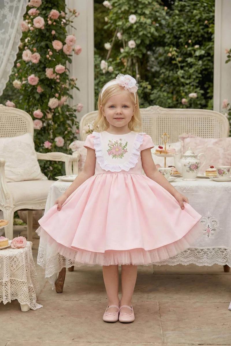 Via Bambino Blush Garden Lace Baby Dress 36122