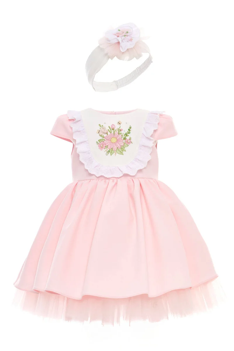 Via Bambino Blush Garden Lace Baby Dress 36122