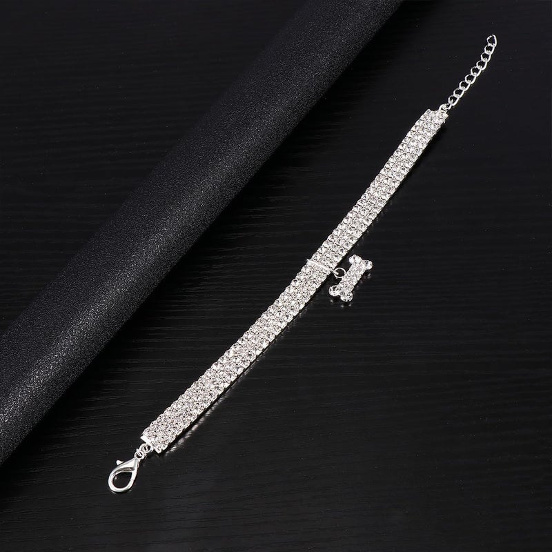 Adjustable Rhinestone Crystal Dog Collar Large Size White Bling Chain Necklace For Puppies - Image 5