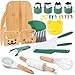 Busy edition 18 PCS Kids Cooking Sets Real Montessori Kitchen Tools for Toddlers Cooking Baking Set for Kids Little Chefs Toddler Knife Set Crinkle Cutter Cutting Board - Image 2
