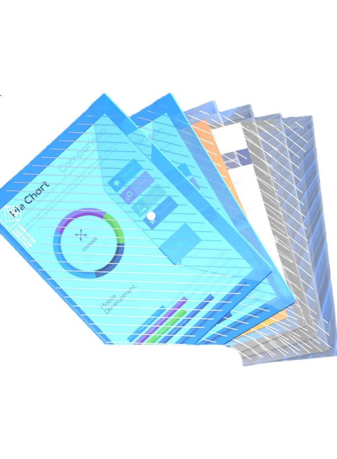 Deli 10 A4 Thick Transparent File Folders, Button Closure Document Exam Paper Bags, Waterproof Archive Bags Briefcase Pouches, Financial Bill Storage, Office Study Supplies 5501 Blue - Image 1