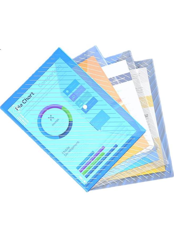 Deli 10 A4 Thick Transparent File Folders, Button Closure Document Exam Paper Bags, Waterproof Archive Bags Briefcase Pouches, Financial Bill Storage, Office Study Supplies 5501 Blue - Image 2