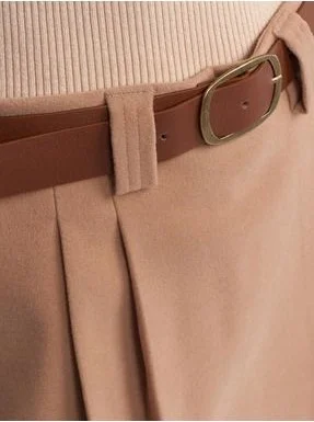 Dilvin 80830 Belted Double Mini Short Skirt-Camel