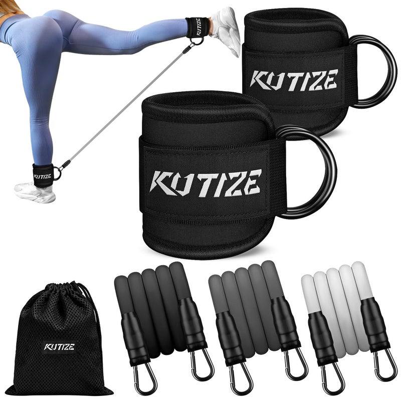 KUTIZE Ankle Resistance Bands with Cuffs for Women- 3-Level Adjustable Leg Butt Booty & Glute Workout Equipment, Portable Home Gym Exercise Bands for Kickbacks, Hip Thrusts, Yoga, Strength Training - Image 1