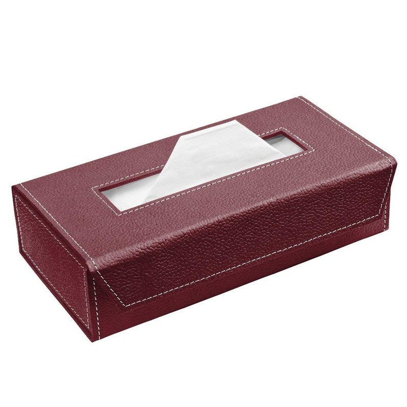 D'HIDES Handcrafted Tissue Paper Tissue Holder Car Tissue Box Textured Cherry Colour - Image 1