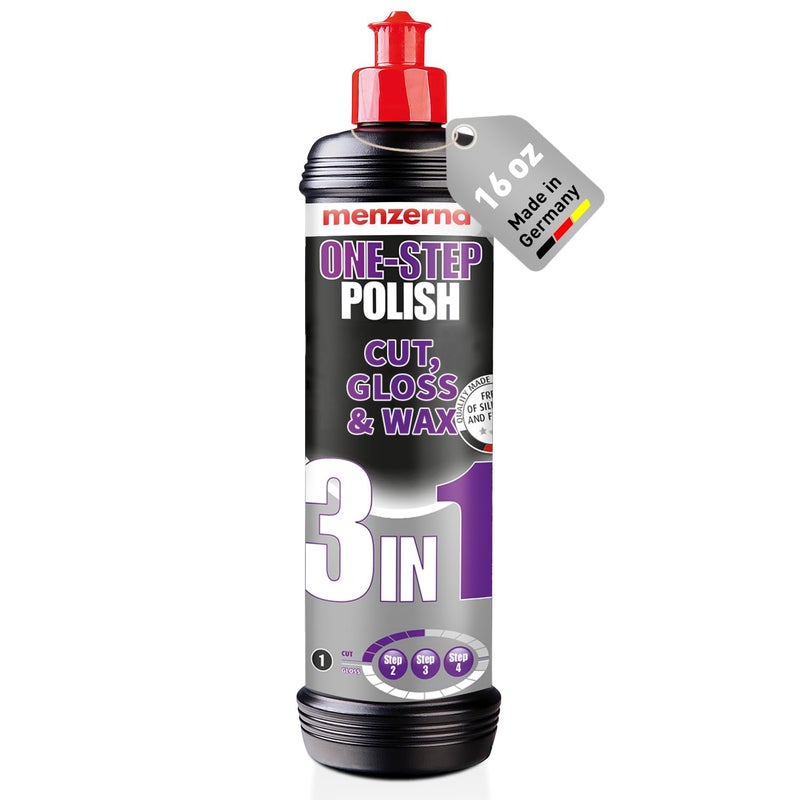 menzerna One-Step Polish 3in1 I Medium Cut Polish with High Gloss Finish & Seal in One I Buffing & Polishing Compound for Car Maintenance I Swirls, Holograms & Scratches I Car Body Repair I 16 fl oz. - Image 1