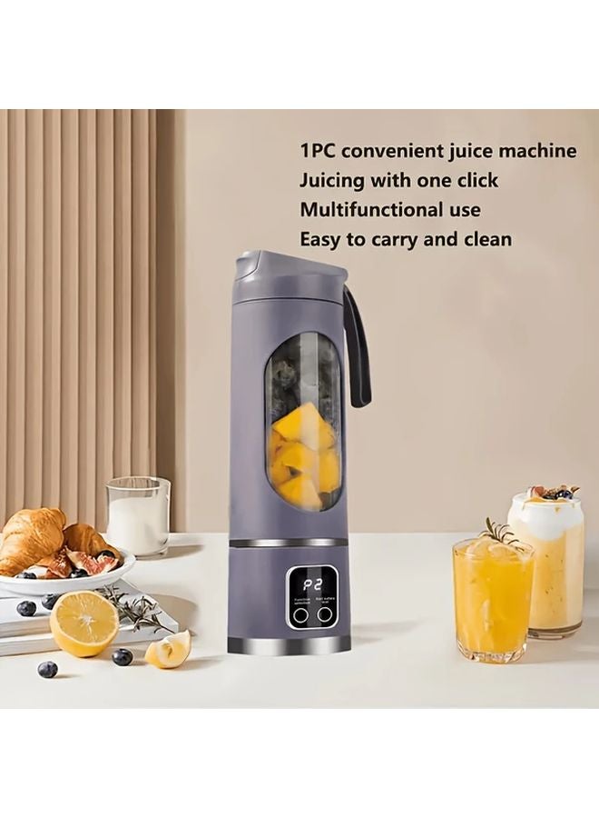 Purple Portable Electric Juicer USB Rechargeable Digital Display 3 Speeds 15oz - Image 1