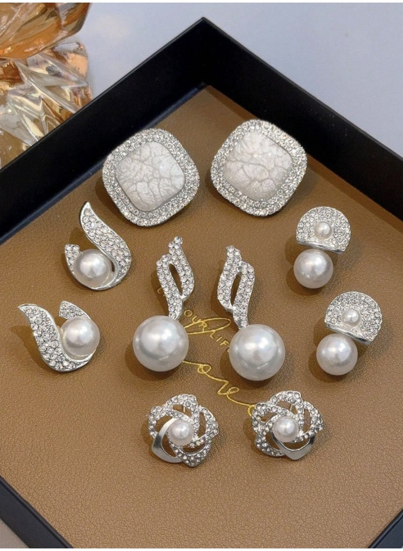 5 Pairs Flower & Flame Textured Earrings - Image 5