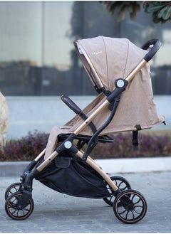 BABY PLUS Ultimate Comfort Baby Stroller - Lightweight, Foldable, Adjustable Seat, Canopy & Safety Belt, For Infants & Toddlers, 0-3 Years (BROWN)  - Image 2