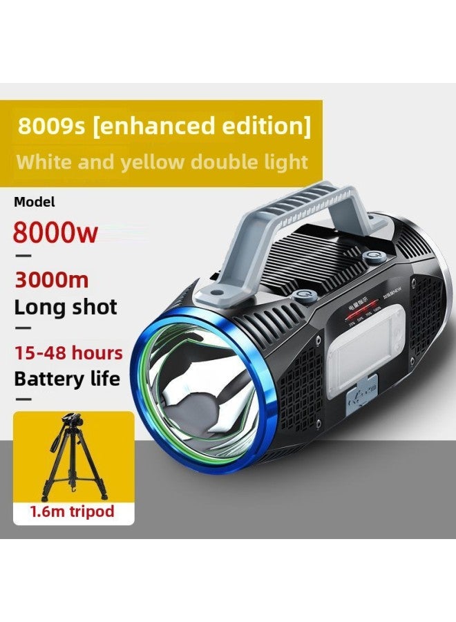Wallson 8009S Searchlight White And Yellow Double Light Source Night Fishing Fixed Focus Light Floating Lamp Super Bright And Remote High Power LED-Color: + 1.3m Large Tripod  - Image 1