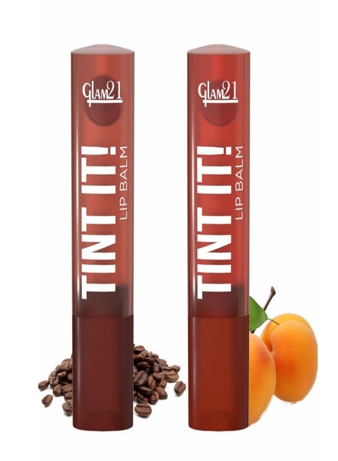 جلام 21 مرطب شفاه Glam21 Tint it! | ترطيب يومي للشفاه مع فيتامين E وزبدة الشيا وزيت الأفوكادو وعامل حماية من الشمس SPF15 | عناية بالشفاه الجافة والمتشققة | 3.5 غرام لكل عبوة | عبوة ثنائية (حبوب البن والمشمش) - Image 1