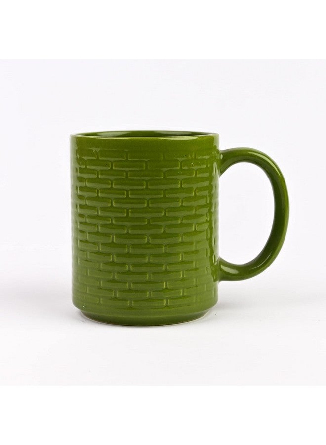 Anwaliya Bendis Series Ceramic Coffee Mug Set of 6 (400ml) Handcrafted Design Tea Cups Stackable, Chip Resistant, Large Serving Green Tea Cups, Brick (Color May Vary) - Image 5