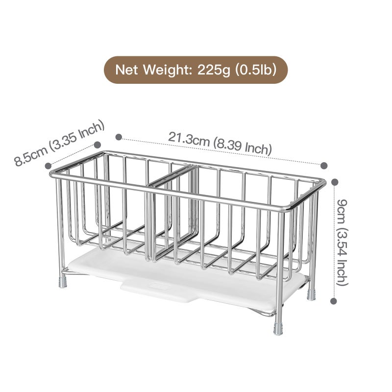 MAX COOK MAXCOOK Kitchen Sink Sponge Holder, 304 Stainless Steel Soap Dispenser Caddy Organize, Kitchen Sink Brush Caddy Holder with Removable Drain Tray - Image 2