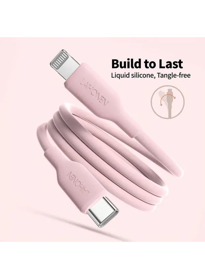 Black 2m Macaron Silicone PD Fast Charging Lightning Cable Supports 27W Data Transfer for iPhone - Image 1