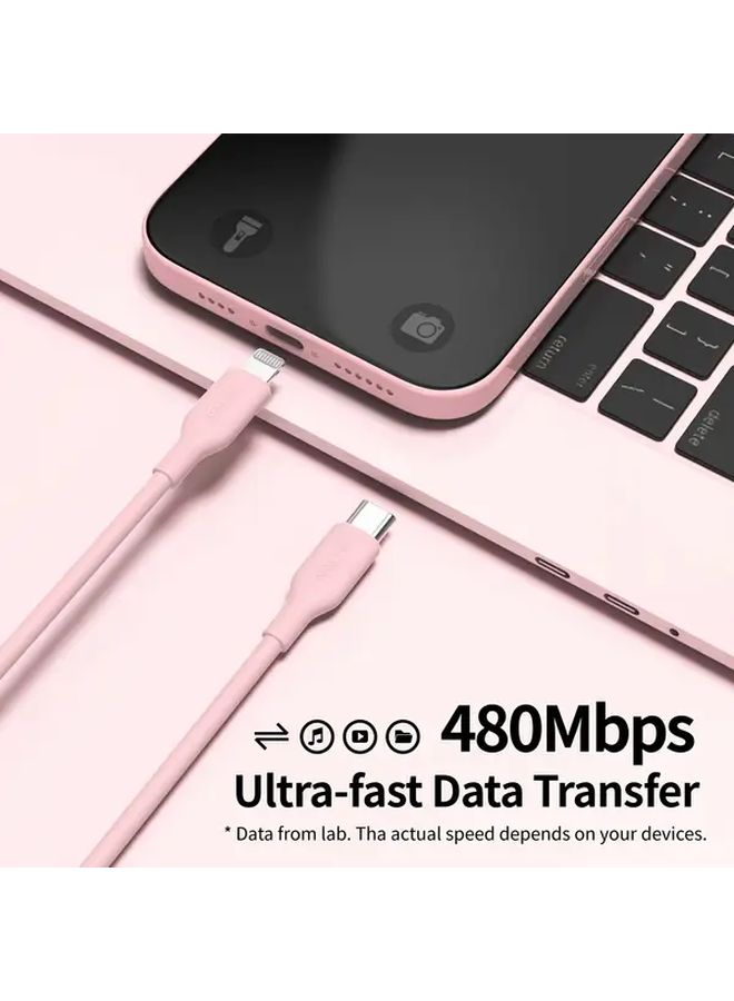 Black 2m Macaron Silicone PD Fast Charging Lightning Cable Supports 27W Data Transfer for iPhone - Image 5