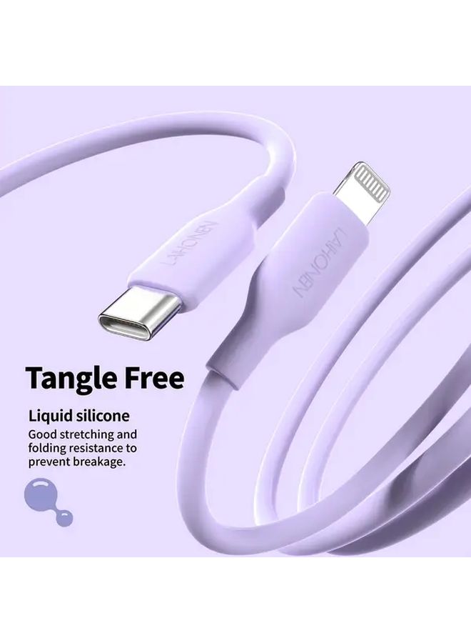 Black 2m Macaron Silicone PD Fast Charging Lightning Cable Supports 27W Data Transfer for iPhone - Image 2