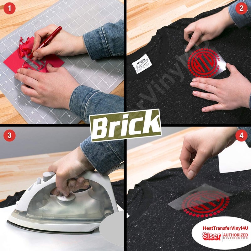 Siser Brick 600 Heat Transfer Vinyl 196 x 1FT Sheet White  HEX EFF0F1  Compatible with Siser RomeoJuliet  Other Professional or Craft Cutters  3D HTV  CPSIA Certified - Image 4