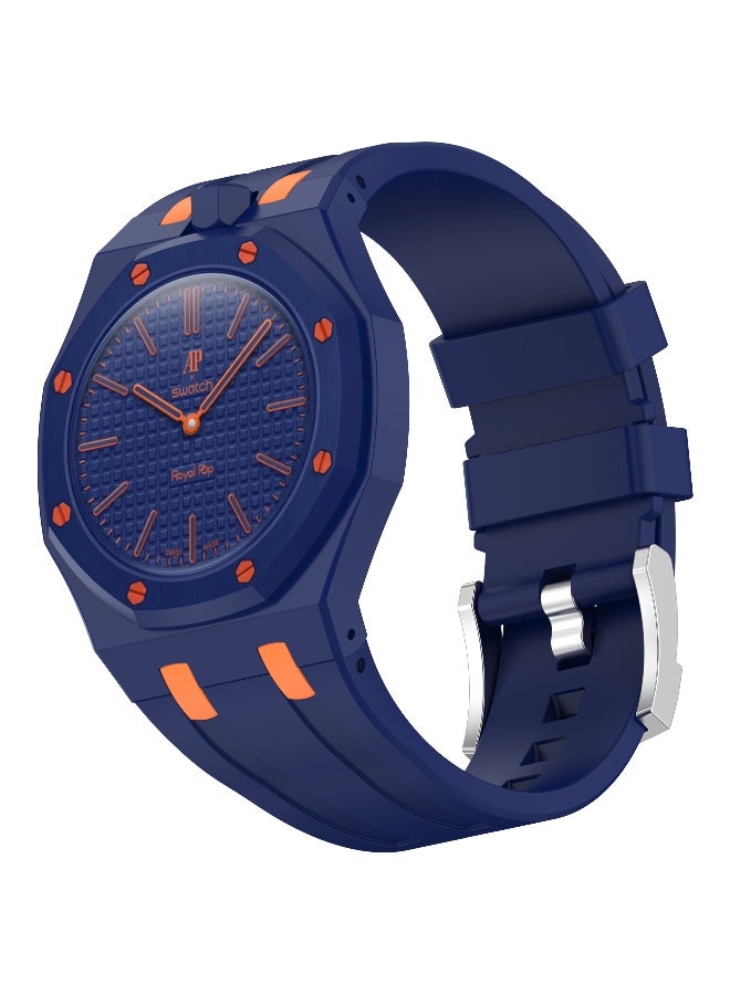 سوار ساعة سيليكون متوافق مع ساعة AP x Swatch Royal Pop – سوار معصم بديل مقاوم للماء، ناعم وقابل للتحويل، مصمم ليتوافق مع التاج عند موضع الساعة الثانية عشرة (12 O'Clock) - Image 1