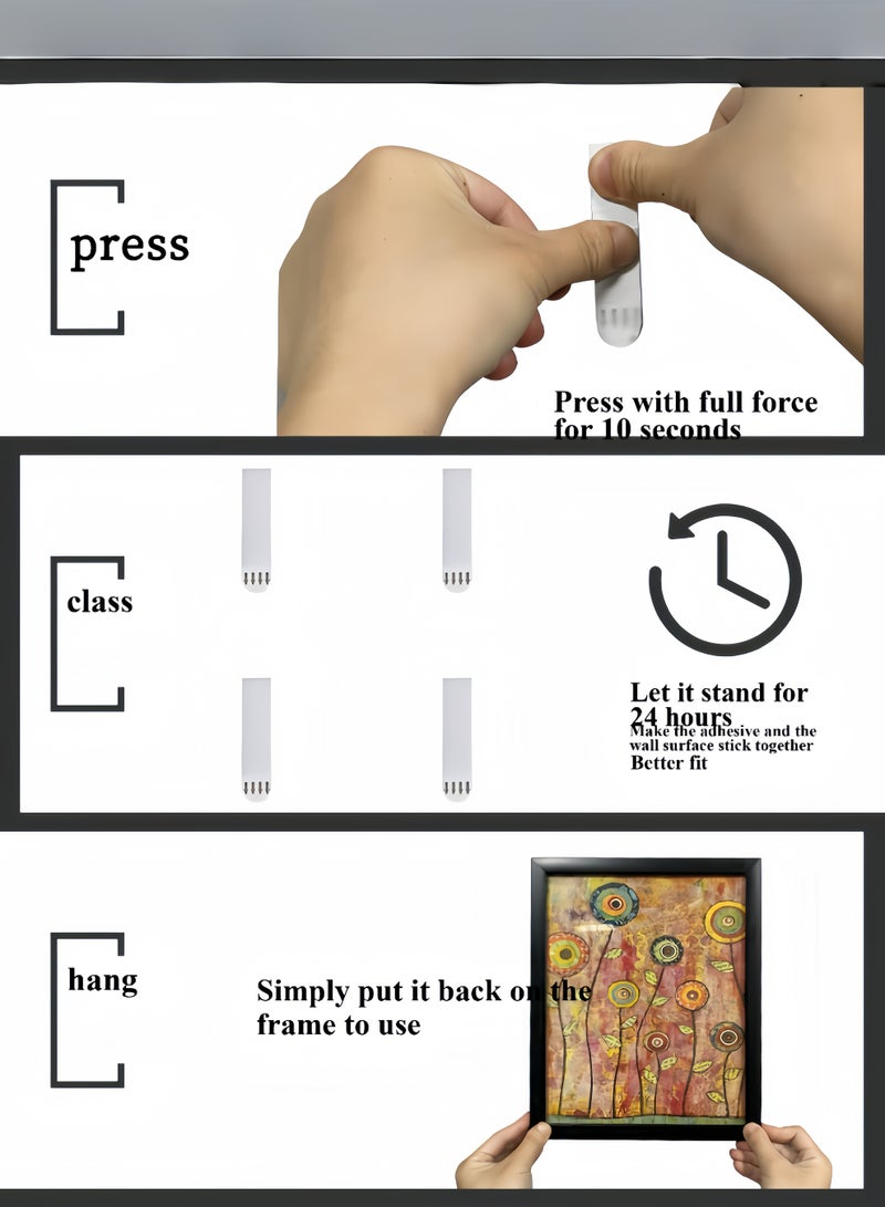 24pcs No Drill Wall Sticker - Removable Adhesive Hooks for Frames, Photos & Home Decor - Heavy Duty Invisible Wall Mounts for Saudi Homes - Image 4