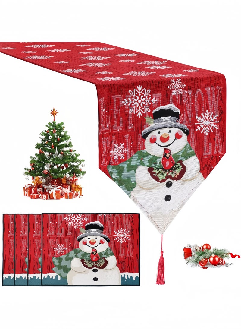 جيجيرو مفارش طاولة عيد الميلاد، مفارش طاولة مطرزة، مفرش طاولة على شكل رجل ثلج لعيد الميلاد، ديكورات عيد الميلاد لمفارش الطاولة - Image 1