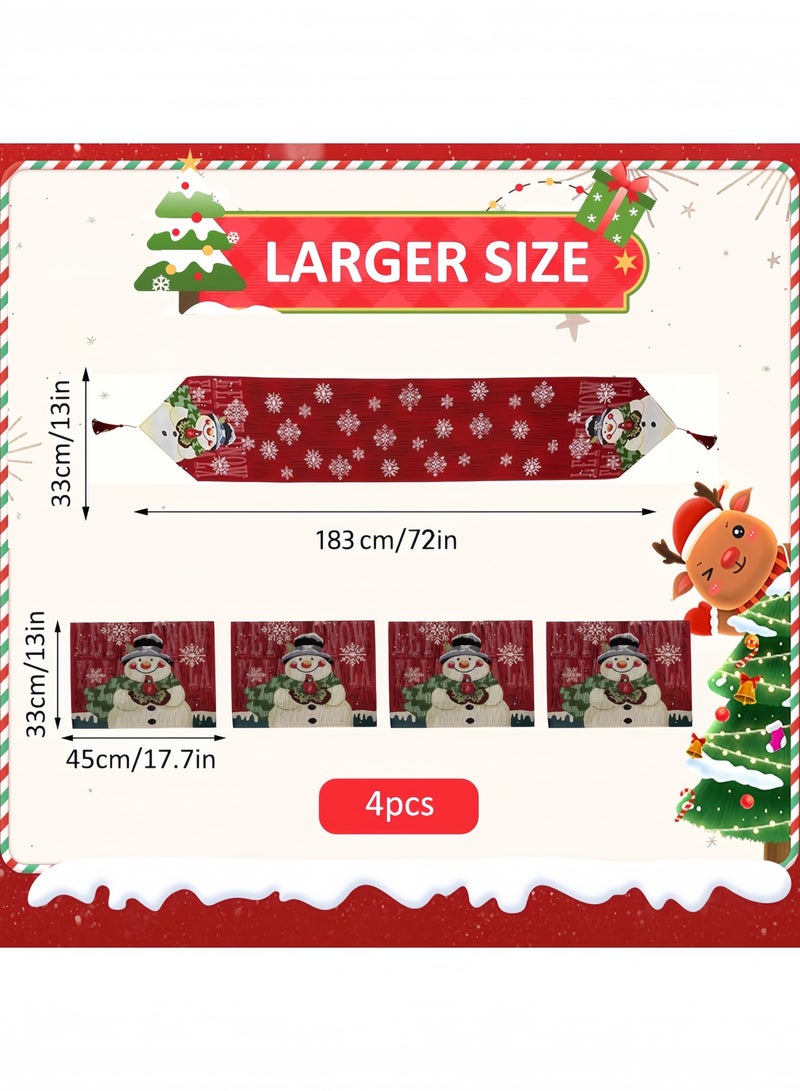 جيجيرو مفارش طاولة عيد الميلاد، مفارش طاولة مطرزة، مفرش طاولة على شكل رجل ثلج لعيد الميلاد، ديكورات عيد الميلاد لمفارش الطاولة - Image 2